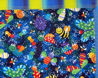 Colorful Bugs placemats set of 4. With Butterflies, Bees, Worms, Snails
