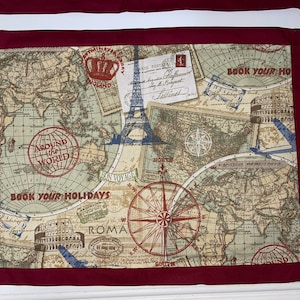 World Traveler Placemats- Dark red / Blue