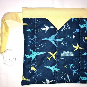 Travel Snap Bag Avation-Airplane-Travel, Twilight Blue 7in by 7in