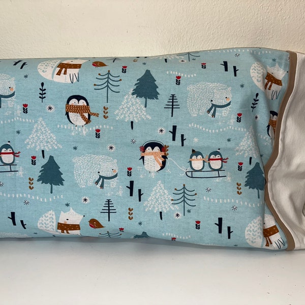 Winter Holiday Pillowcases featuring Polar Bears, Penguins and Foxes-sold individually