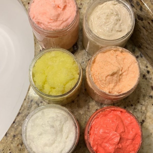 Foaming Sugar Scrubs|Whipped Soap Scrub|Sugar Scrub|Foaming Bath Soap|Exfoliating Scrub|Color varies by scent|Multiple scents