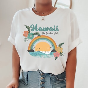Hawaii The Rainbow State Aloha Oahu Maui Paradise | Personalized Gift | Custom Design Unisex Jersey Short Sleeve Tee