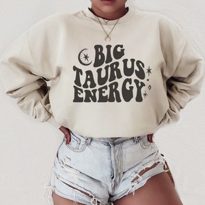 Big Taurus Energy Zodiac Sign | Personalized Gift | Custom Design Graphic Unisex Heavy Blend Crewneck Sweatshirt