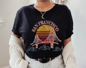 San Francisco Bay Area NorCal Golden Gate Bridge | Personalized Gift | Custom Design Graphic Unisex Jersey Short Sleeve Tee