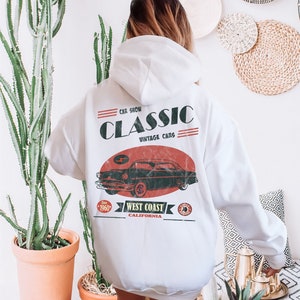 Classic Car Show West Coast Vintage Car Pullover | Personalized Gift | Custom Design Graphic Unisex Heavy Blend Hooded Sweatshirt