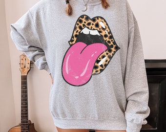 Leopard Lips Tongue Out Rolling Stone Rock and Roll Animal Print