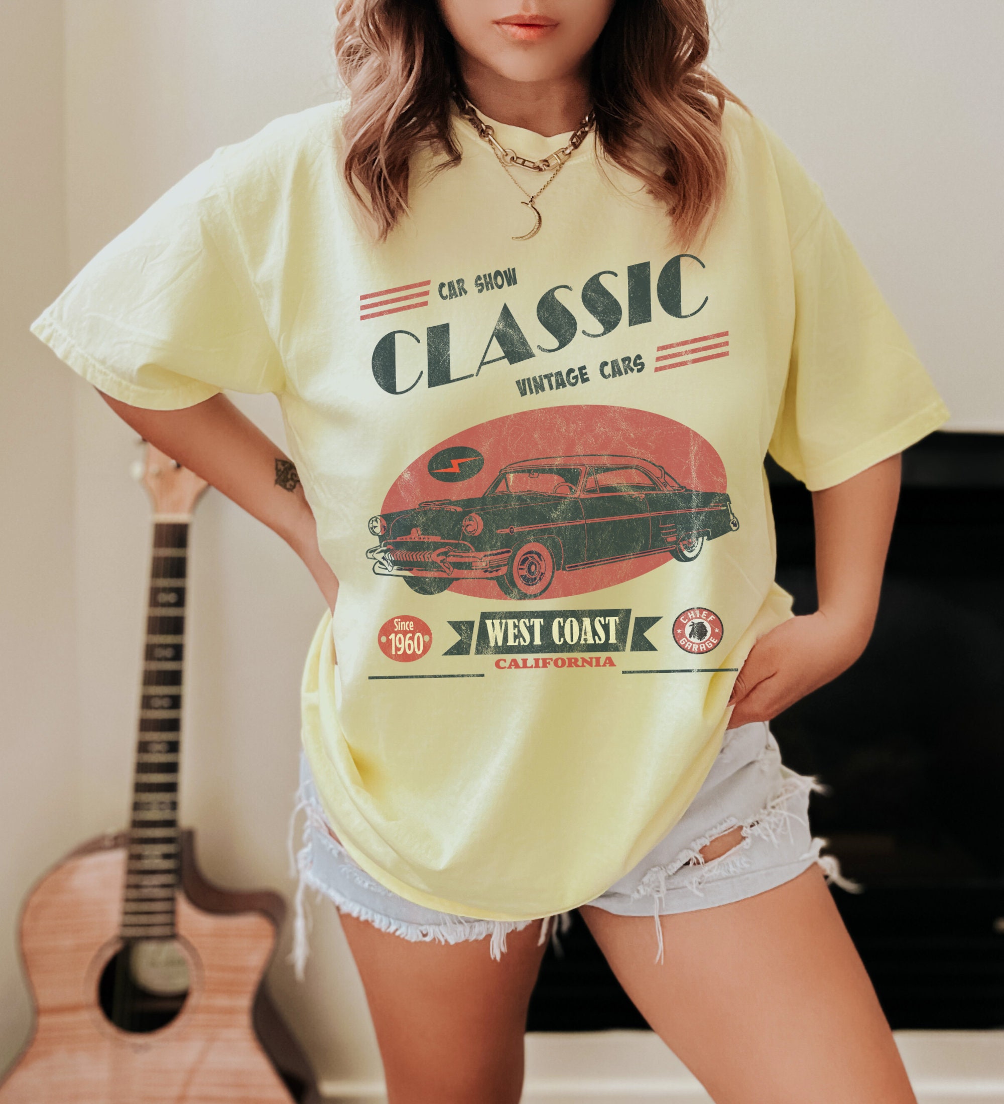 【U LAN】Vintage carwash print loose short sleeve Vintage washed Surf T-Shirt – Macawii