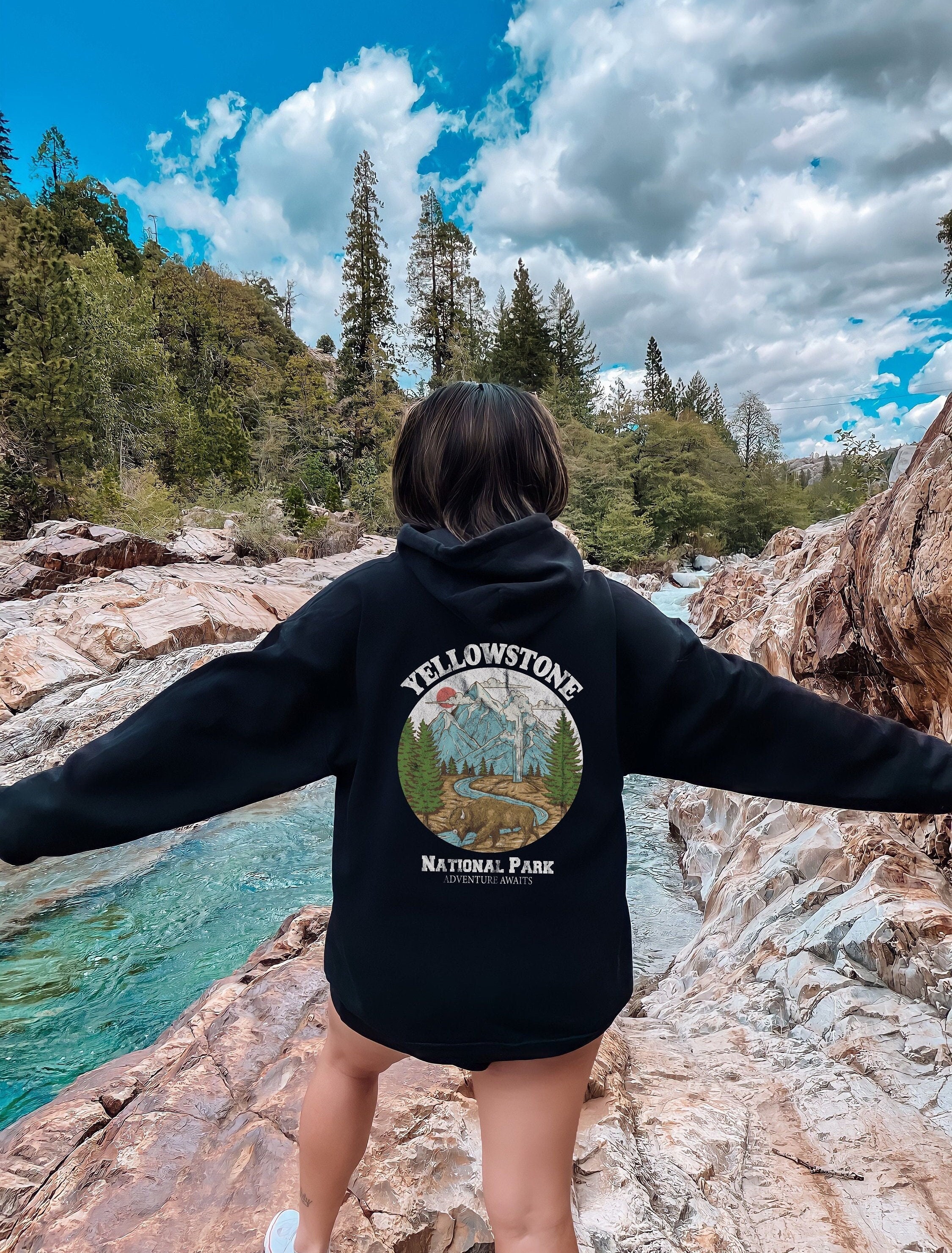 Yellowstone National Park Explore Wyoming Montana Personalized Gift Custom Design Graphic Unisex Heavy Blend Hooded Sweatshirt Etsy