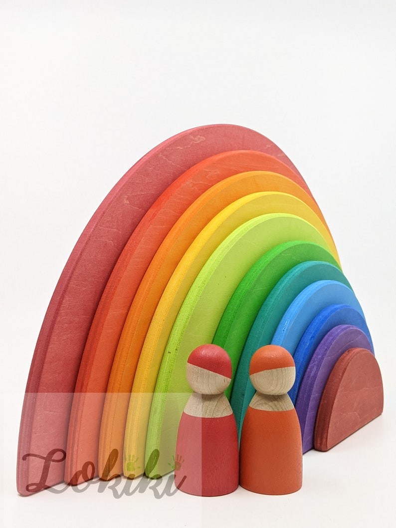 Rainbow Peg People Set of 12 toddler toy Montessori Dolls Wooden Peg Dolls Wood Toy Waldorf Play Sets Story playpuzzlecounting