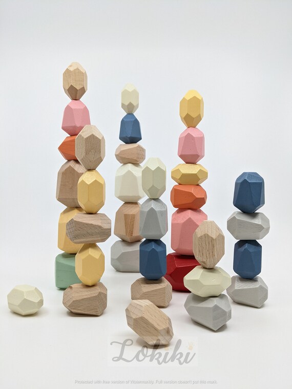 Stacking Rock Blocks OpenEnded Building Blocks For Toddlers Etsy