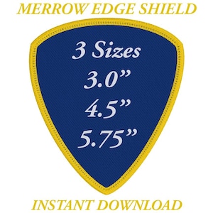 Merrow Edge Shield Patch Embroidery Design, 3 Sizes (Digital Download)