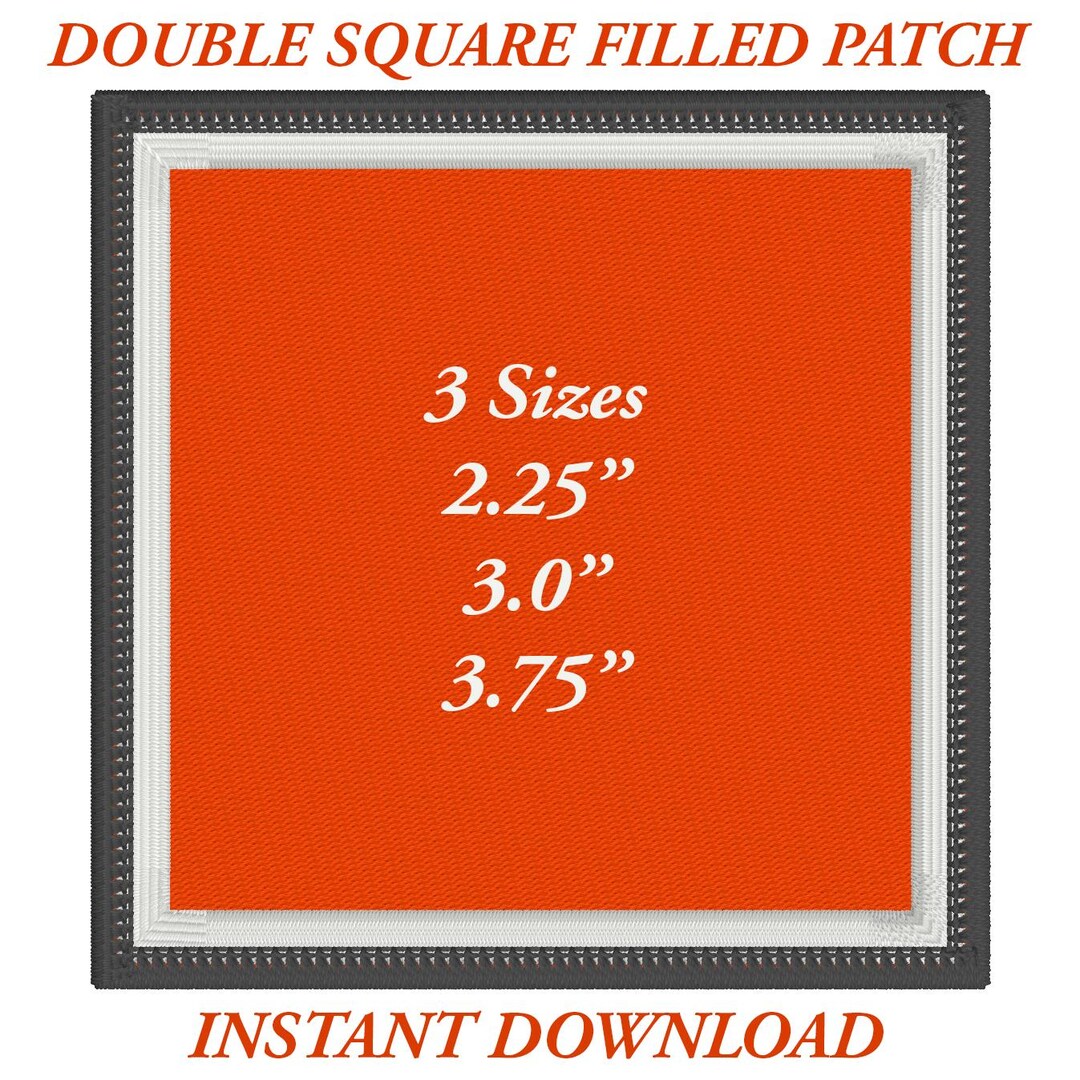 Merrow Edge Double Square Patch Embroidery Design, 3 Sizes (digital ...