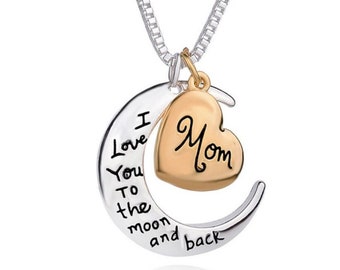 Mom Gift, I Love You to the Moon and Back Necklace, Mom Mother Gift ...