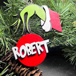 Grinch -Family Christmas Ornament- grinch personalized name - Personalized Ornament With Names - Christmas Tree Ornament. Laser cut grin ch