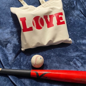 Love tote bag, baseball bag, baseball mom tote