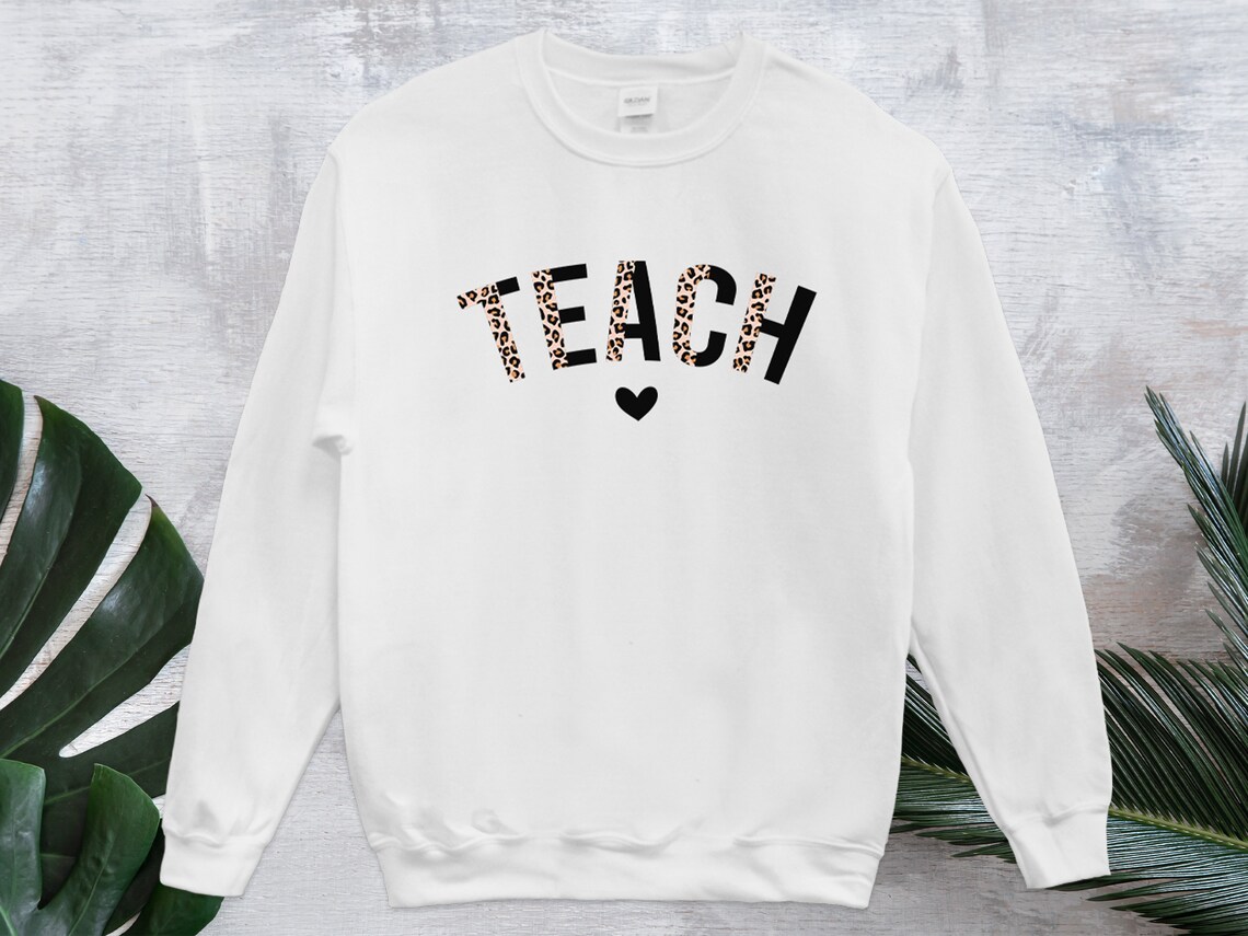 Teacher Sweatshirt Teach Sweatshirt Teacher Sweater Leopard Etsy.de