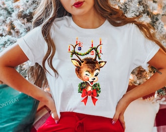 Vintage Reindeer Tee, Vintage Christmas Shirt, Vintage Doe Graphic Tee, Classic Christmas Shirt, Retro Christmas Tee, Christmas Retro Deer