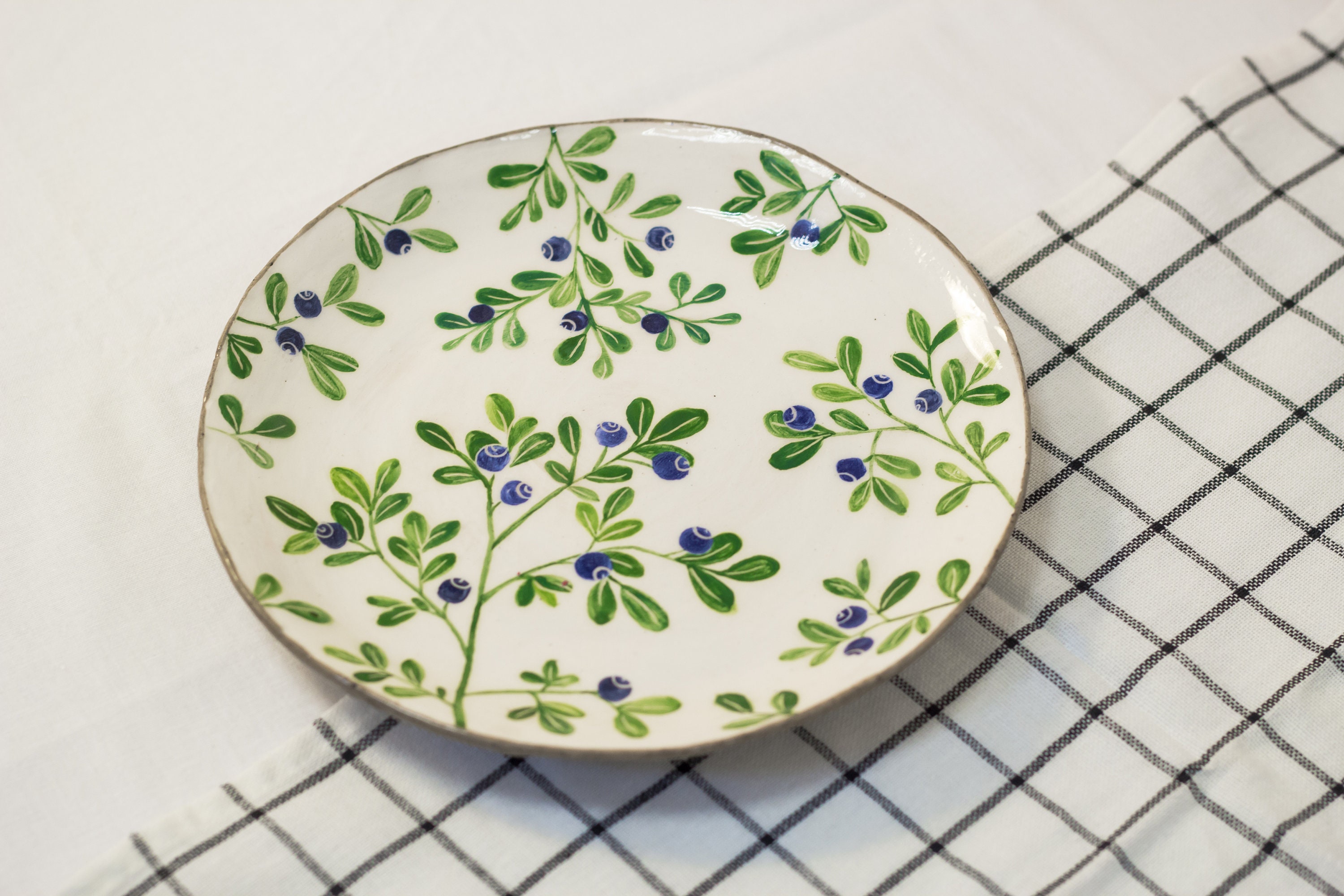 Blueberry ceramic white pottery tableware with botanical Etsy