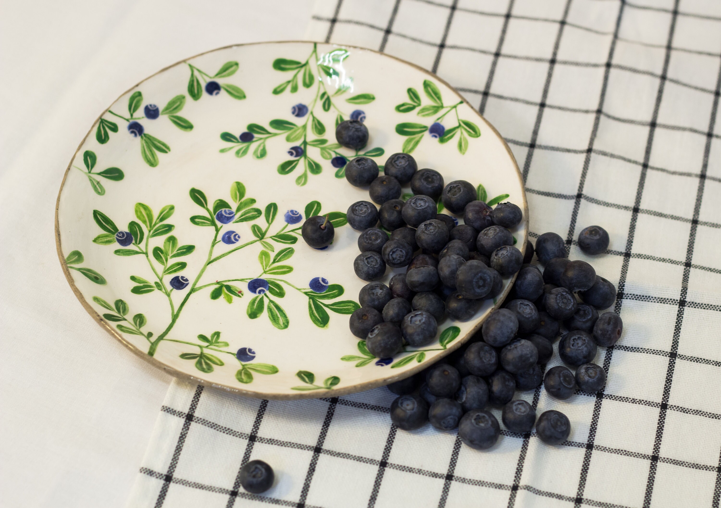 Blueberry ceramic white pottery tableware with botanical Etsy