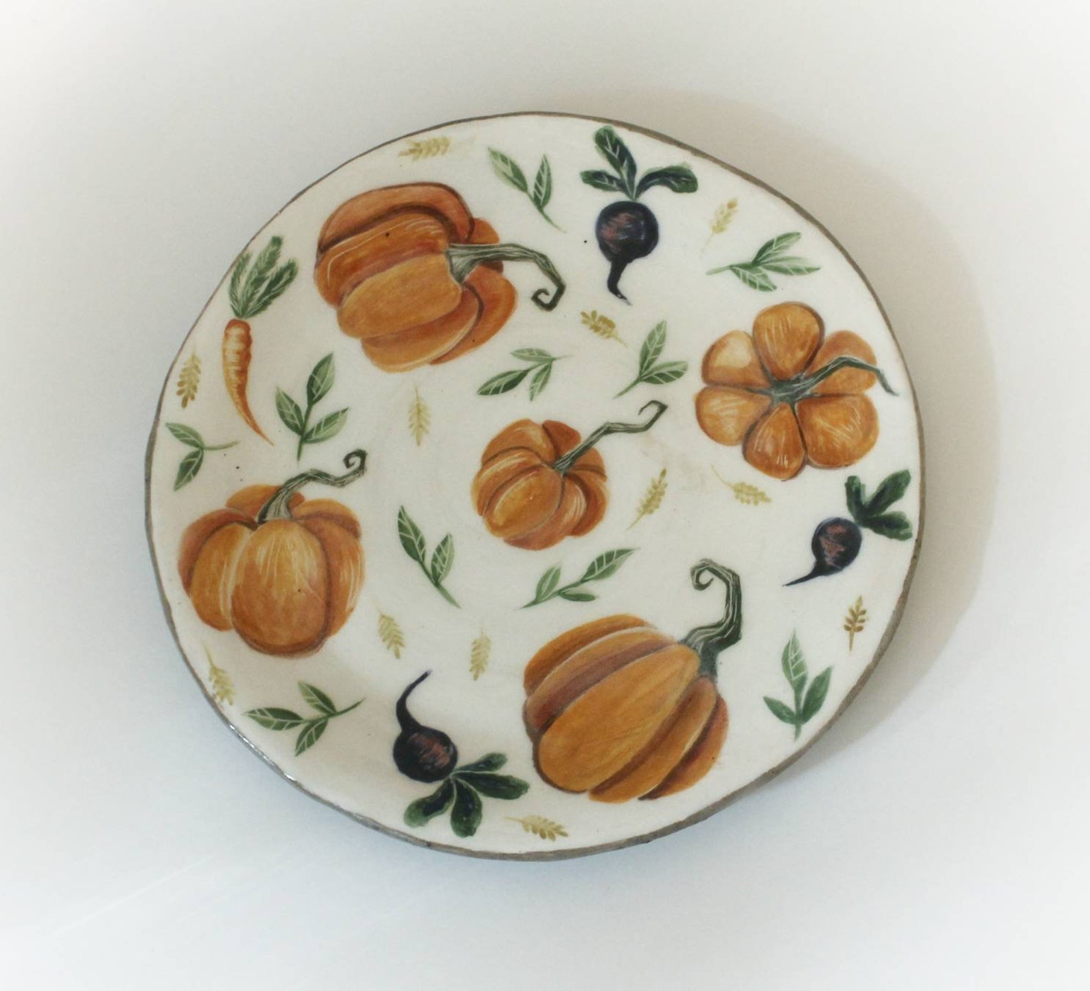 Ceramic Pottery plate Pumpkin design Rustic Autumn Art | Etsy