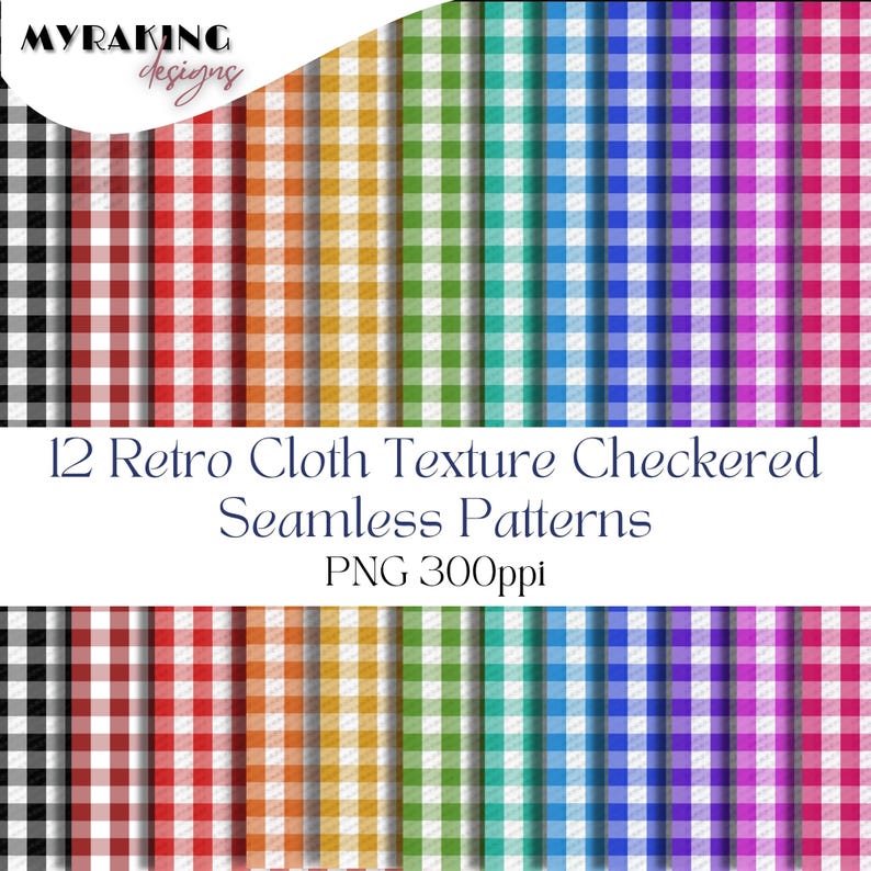 Retro Cloth Texture Checkered PNG Bundle, Checkerboard Printable ...