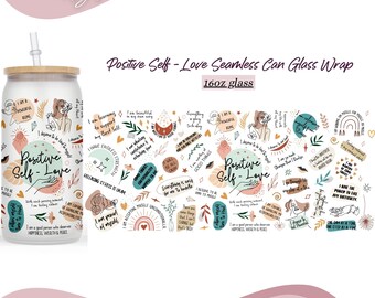 Affirmations positives de l'amour de soi 16 oz Libbey Glass peut fichier PNG, Affirmation PNG, Libbey peut Wrap Png, Affirmation png, amour téléchargement numérique