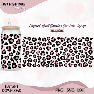 leopard print 16oz Libbey Glass Can Tumbler Sublimation Design - Design Digital Download