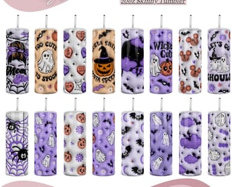 3D Inflated Puff Halloween 20oz Skinny Tumbler Bundle 16 in 1, Halloween PNG, Halloween Spooky, Pumpkin,Let's Go Ghouls Digital Download