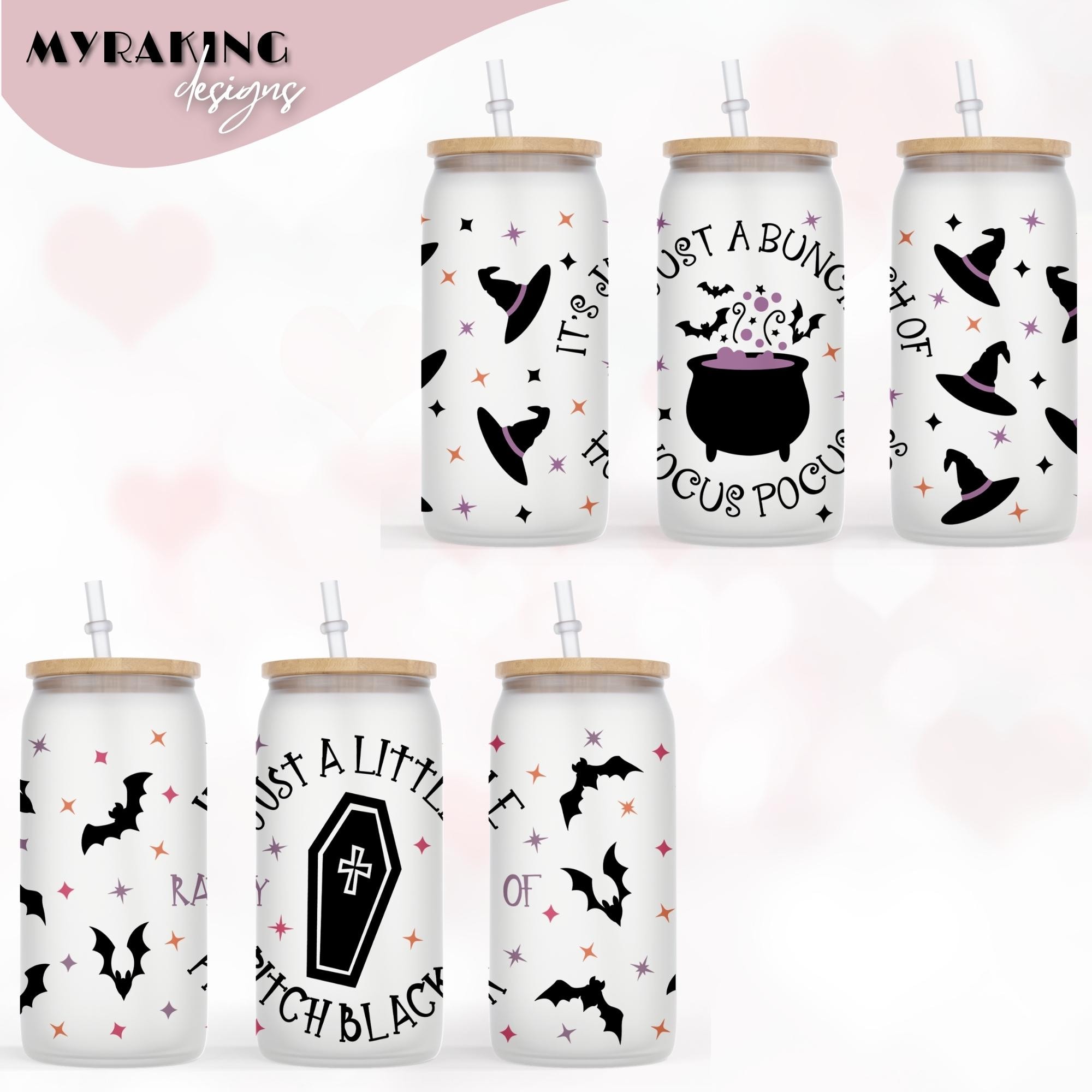 Halloween Spooky 16oz Libbey Glass Can SVG Bundle, Halloween Cup Wrap ...