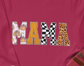 Mama Pumpkin Checkered Leopard PNG, Cute Fall Halloween Sublimation Design Png, Checkered Mama Shirt PNG, Trendy Autumn Png Digital Download