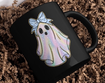 Cute Iridescent Disco Ghost Glitter PNG, Coquette Halloween Design, Girly Halloween Png, Iridescent Ghost Pumpkin Png, Cute Ghost Png.