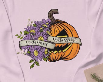 Sorta Sweet Sorta Spooky PNG-sublimatie, bloemen png, Halloween png, madeliefje pompoen ontwerp, griezelig seizoen png bloem pompoen digitale download
