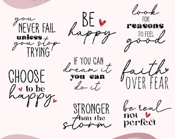 Positive Affirmations Bundle SVG PNG, Motivational SVG Bundle, Positive Quote Svg, Saying Png, Digital Download, Inspirational Bundle Svg.