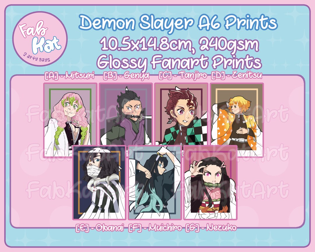Pillars & Corps Members Demon Slayer A6 Portrait Prints Etsy