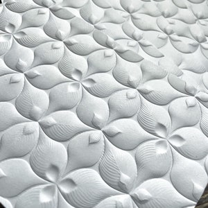 May include: A white textured paper with a repeating pattern of embossed flower shapes.