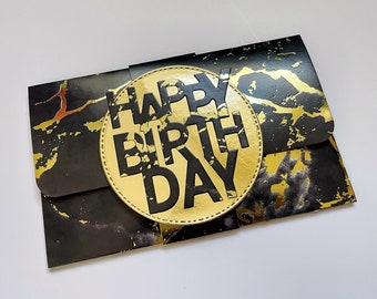 Birthday Money Wallet With Notecard, Money Envelopes, Money Gift, Cash Gift Envelope, Birthday Money, Money Gift Envelope, Black And Gold