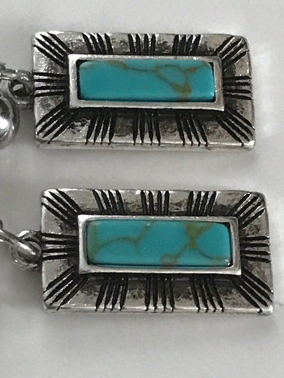 Western Trail Rectangle Turquoise Gem stone on Si… - image 8