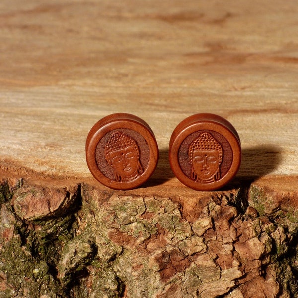 Wooden Buddha Earrings Ash Wood from Egypt Handmade by Wonderful Hands