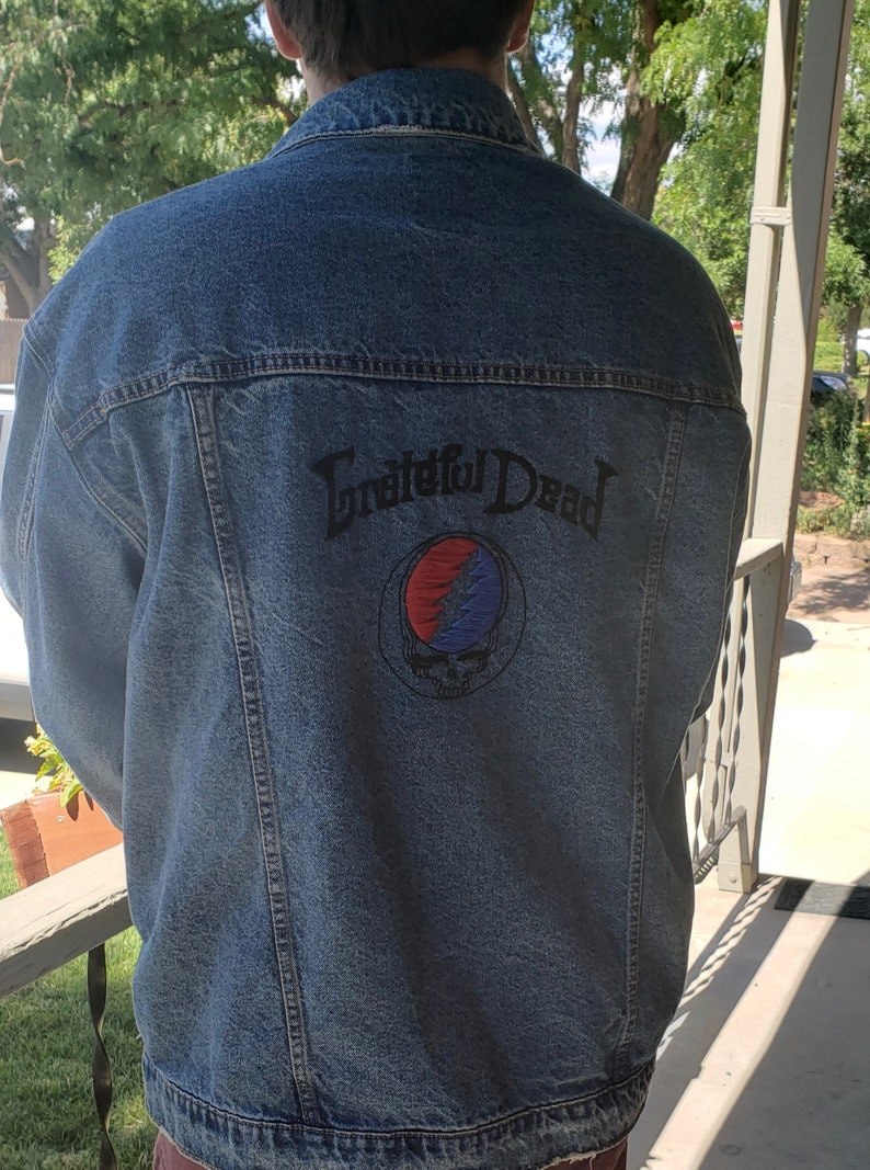 Hand Embroidered Grateful Dead Jean Jacket | Etsy