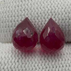 Natural Ruby Faceted Drops: Gemstone Jewelry Set (10.00 Carats, 10.20x7.50mm)
