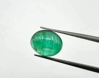 天然グリーンエメラルドカボション、ルースジェムストーン（8.80 x 7.30 MM、2.25カラット）