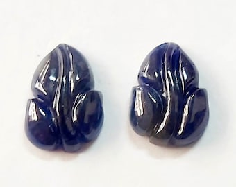 Leaf Carved Natural Blue Sapphire Gemstone (11.70 x 8.20 MM)