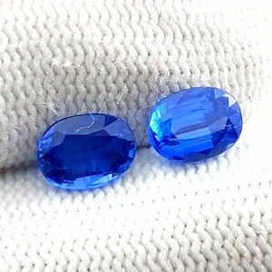 Natural Blue Kyanite Gemstone Pair: Oval Faceted Loose Stones (8x6 MM)