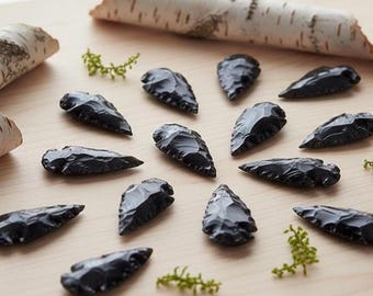 Black Obsidian Arrowhead 1–2 inch, Handcrafted Natural Obsidian Stone.
