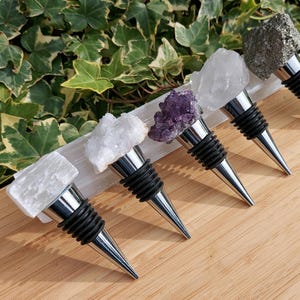Natural Crystal Bottle Stopper, Raw Gemstone Stopper for Wine, Prosecco, Champagne Bottle. Handmade Bottle Cork. UK Seller.