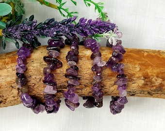 Amethyst Chip Bracelet, Amethyst Jewellery, UK Seller