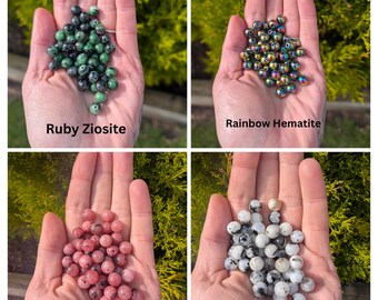Crystal 8mm Beads, Natural Gemstone Beads for Jewellery Making, Pre-Drilled Beads for Crafting, DIY Jewellery UK