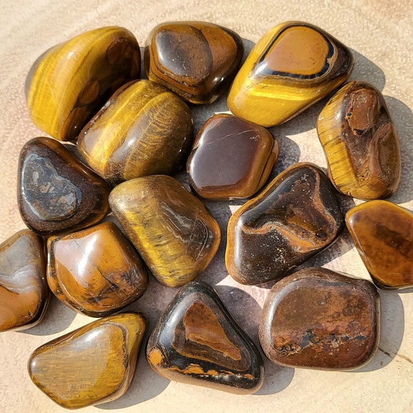 Large Tigers Eye Gold Tumbled Stone 30-40mm, Premium Quality 'A' Grade, UK Seller