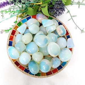 Opalite Tumbled Stone, Natural Polished Crystal for Crafting, Jewellery Making & Collecting
