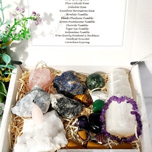 Personalised Mystery Crystal Box, Random Box of Crystals, Tumble Stones, Rough Stones, Selenite, Palo Santo, Bracelets, Incense.. UK Seller.